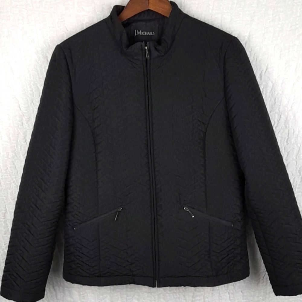 J. Michaels Women Quilted Jacket Size 12 Black #8